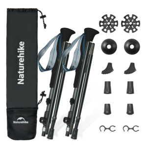 Трекінгові палки складні 5-секційні Naturehike CNK2450DS013 Gale Pro, 115-135 см, чорні (пара)