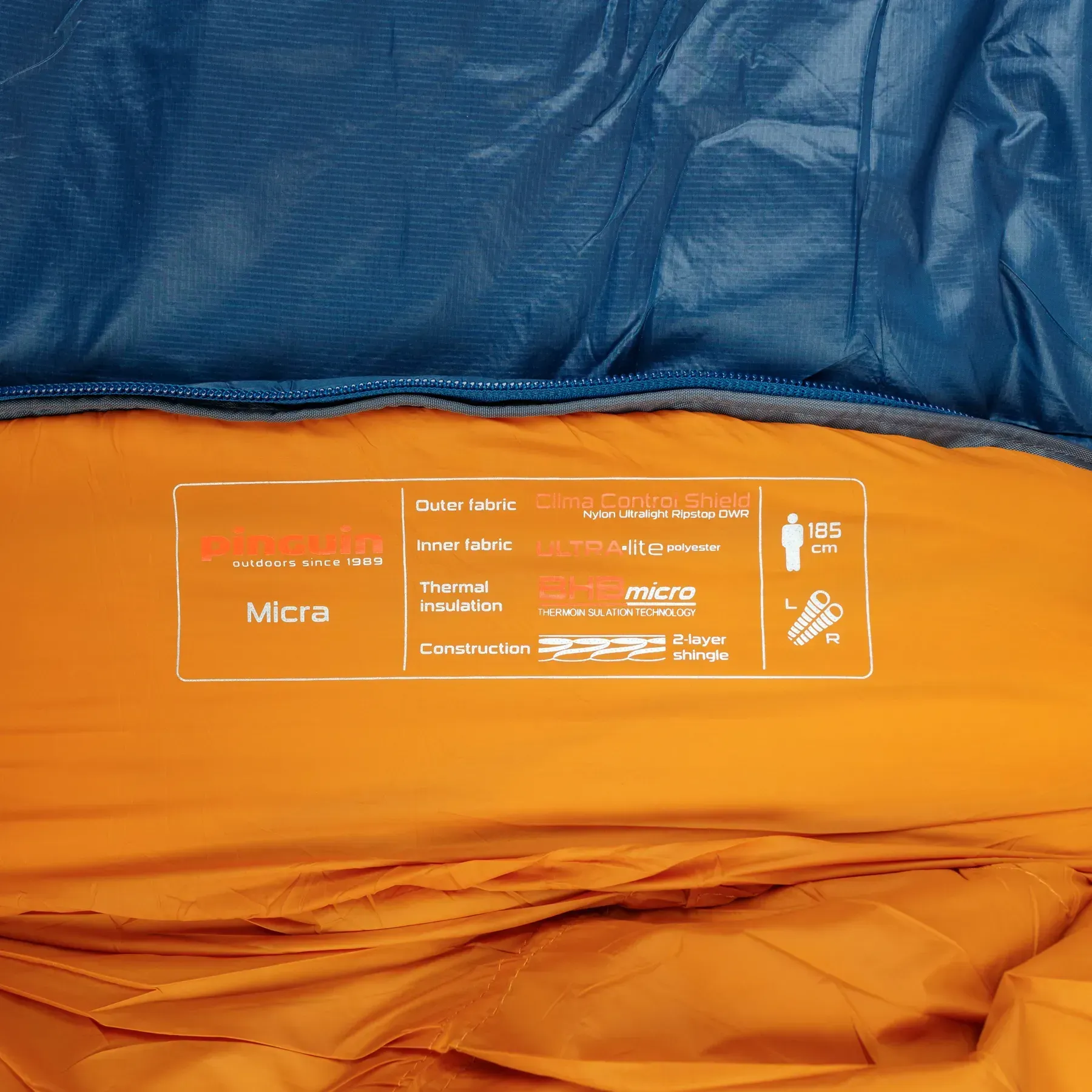 Спальний мішок Pinguin Micra (6/1°C), 185 см - Left Zip, Blue (PNG 230154) - Зображення 3